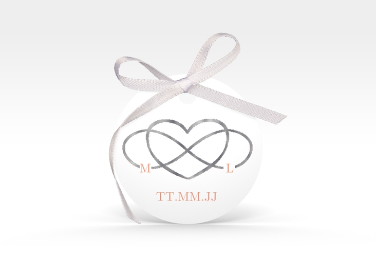 Geschenkanhänger Hochzeit Infinity Geschenkanhänger, rund apricot silber