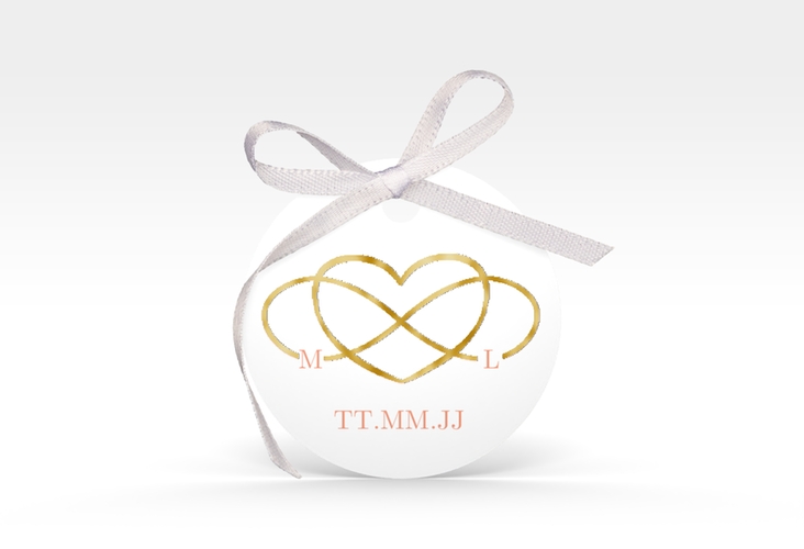 Geschenkanhänger Hochzeit Infinity Geschenkanhänger, rund apricot gold