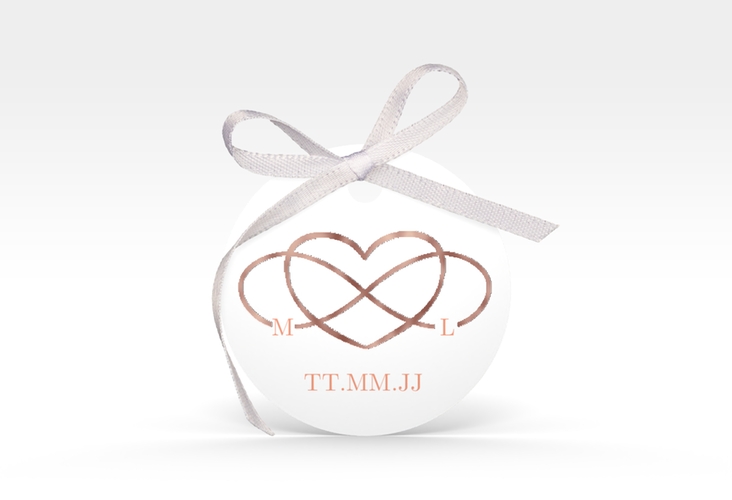 Geschenkanhänger Hochzeit Infinity Geschenkanhänger, rund apricot rosegold