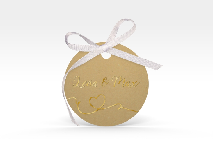 Geschenkanhänger Hochzeit Herzensbund Geschenkanhänger, rund schwarz gold