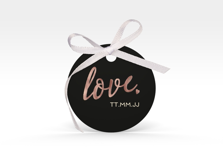Geschenkanhänger Hochzeit Glam Geschenkanhänger, rund schwarz rosegold
