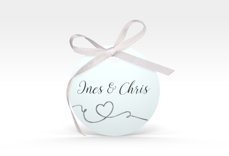 Geschenkanhänger Hochzeit Dolce Geschenkanhänger, rund tuerkis silber