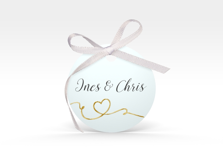 Geschenkanhänger Hochzeit Dolce Geschenkanhänger, rund tuerkis gold