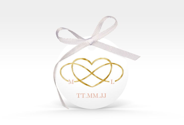Geschenkanhänger Hochzeit Infinity Geschenkanhänger, rund apricot gold