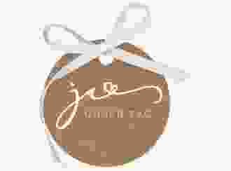 Geschenkanhänger Hochzeit Jawort Geschenkanhänger, rund beige modern minimalistisch mit veredelter Aufschrift