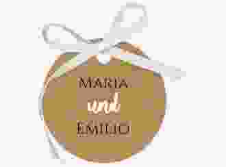 Geschenkanhänger Hochzeit Noble Geschenkanhänger, rund kraftpapier mit elegantem Schriftzug