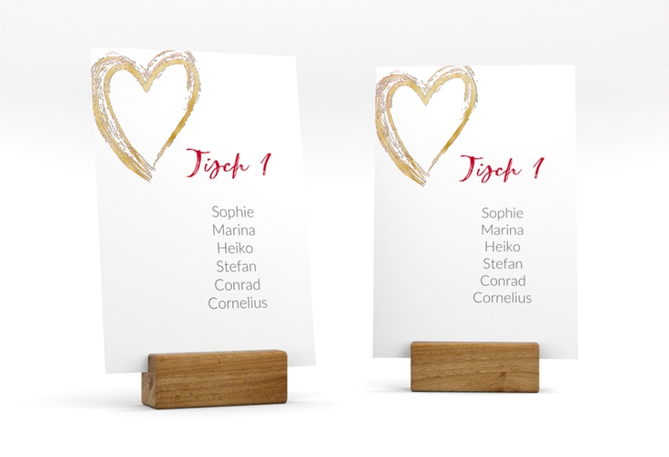 Tischaufsteller Hochzeit Liebe Tischaufsteller gold