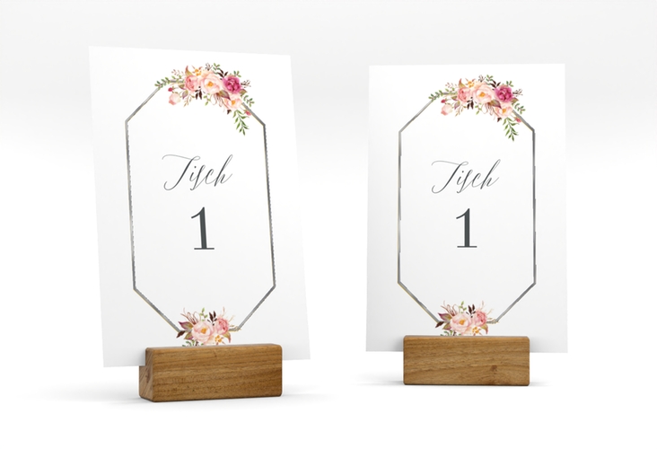 Tischnummer Hochzeit Prachtvoll Tischaufsteller silber