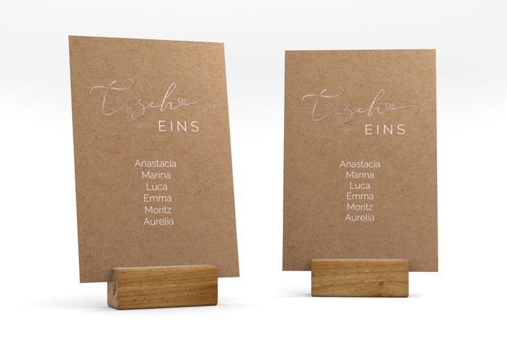 Tischaufsteller Hochzeit Jawort Tischaufsteller rosegold modern minimalistisch mit veredelter Aufschrift