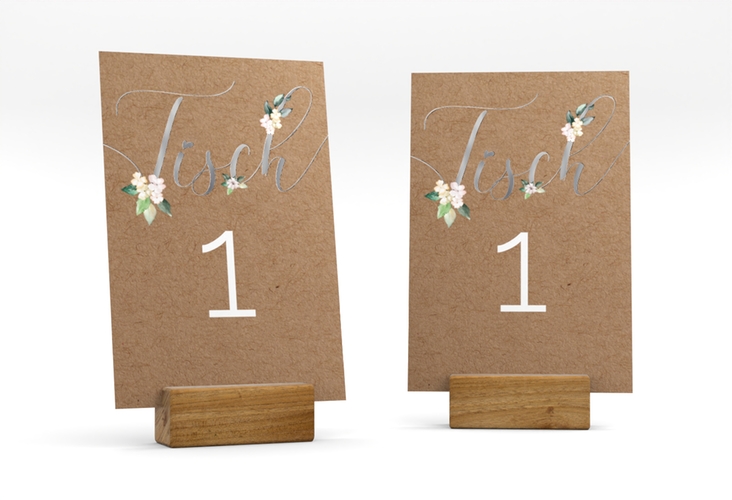 Tischnummer Hochzeit Inlove Tischaufsteller silber