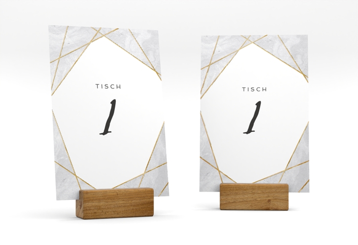 Tischnummer Hochzeit Asymmetry Tischaufsteller gold