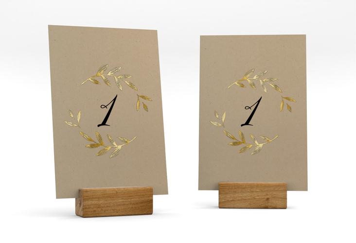 Tischnummer Hochzeit Naturelove Tischaufsteller gold