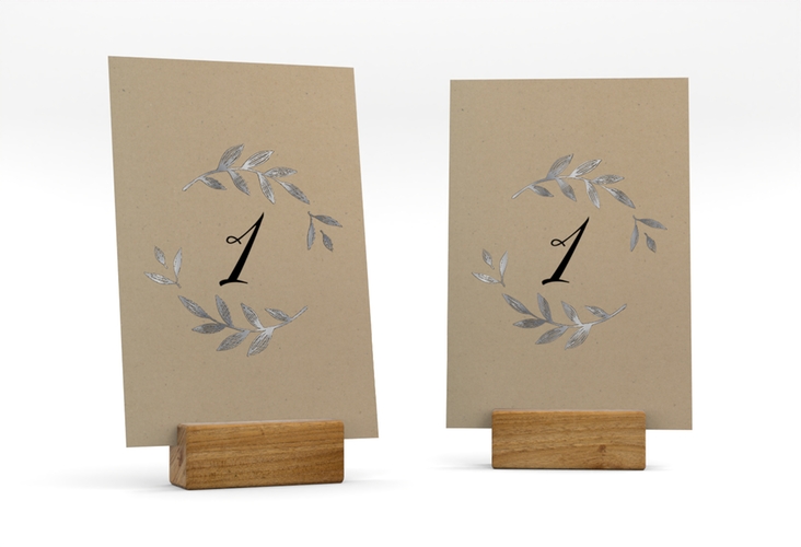Tischnummer Hochzeit Naturelove Tischaufsteller silber