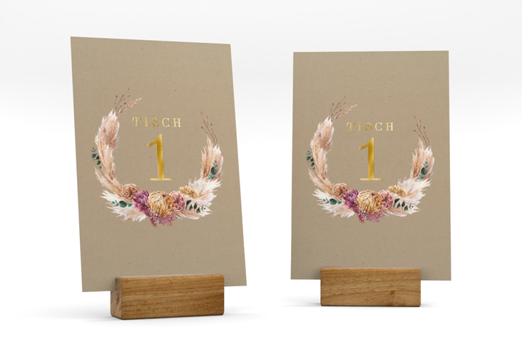 Tischnummer Hochzeit Bohochic Tischaufsteller gold