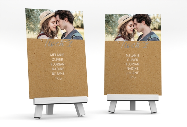 Tischaufsteller Hochzeit Big Picture Tischaufsteller silber mit Foto des Brautpaars