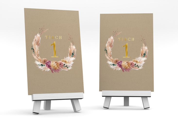 Tischnummer Hochzeit Bohochic Tischaufsteller gold