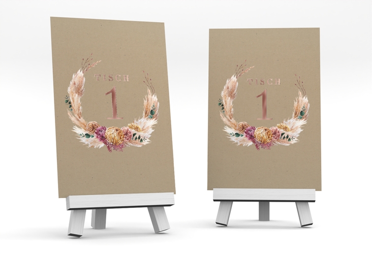 Tischnummer Hochzeit Bohochic Tischaufsteller rosegold