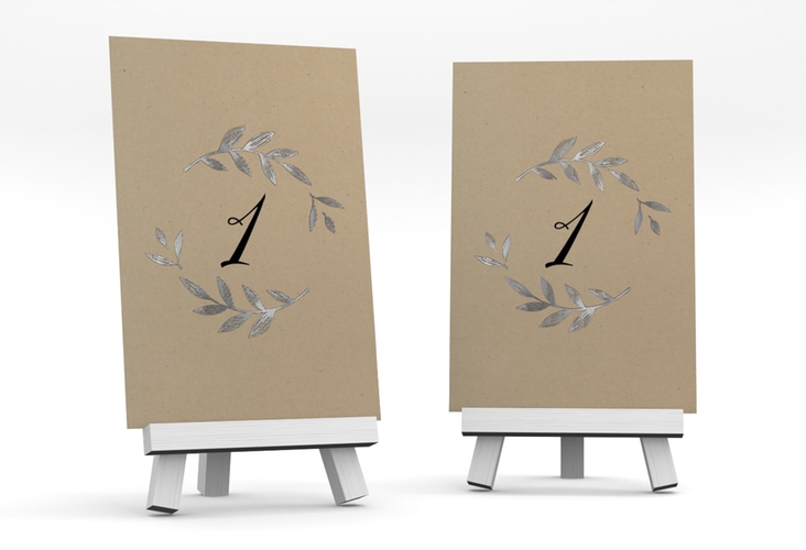 Tischnummer Hochzeit Naturelove Tischaufsteller silber