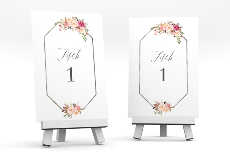Tischnummer Hochzeit Prachtvoll Tischaufsteller silber