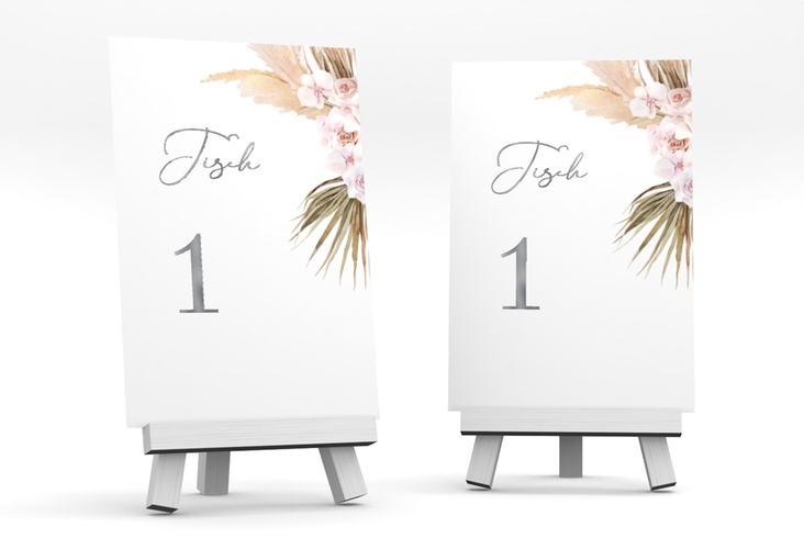 Tischnummer Hochzeit Nude Tischaufsteller silber