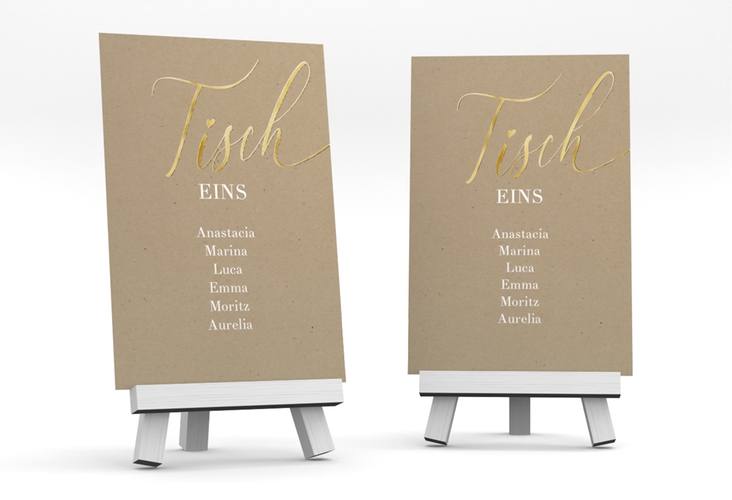 Tischaufsteller Hochzeit Kalligrafie Tischaufsteller gold