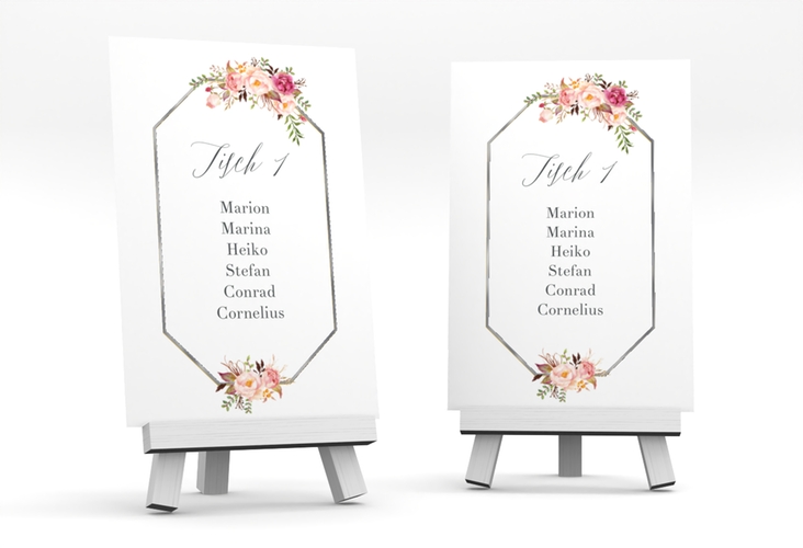 Tischaufsteller Hochzeit Prachtvoll Tischaufsteller silber