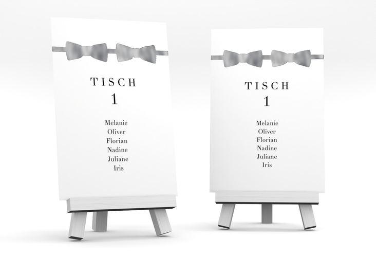 Tischaufsteller Hochzeit Suits Tischaufsteller silber