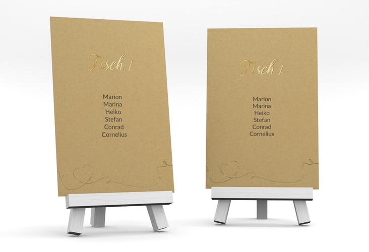 Tischaufsteller Hochzeit Herzensbund Tischaufsteller gold