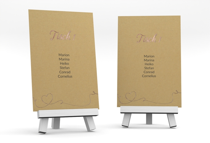 Tischaufsteller Hochzeit Herzensbund Tischaufsteller rosegold