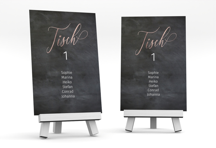 Tischaufsteller Hochzeit Chalkboard Tischaufsteller rosegold mit Folien-Veredelung