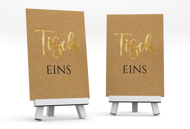 Tischnummer Hochzeit Noble Tischaufsteller gold mit elegantem Schriftzug