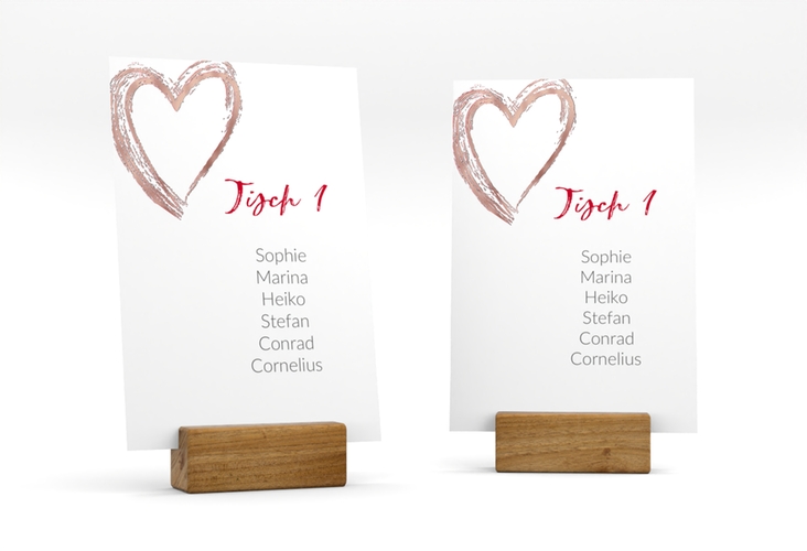 Tischaufsteller Hochzeit Liebe Tischaufsteller rot rosegold