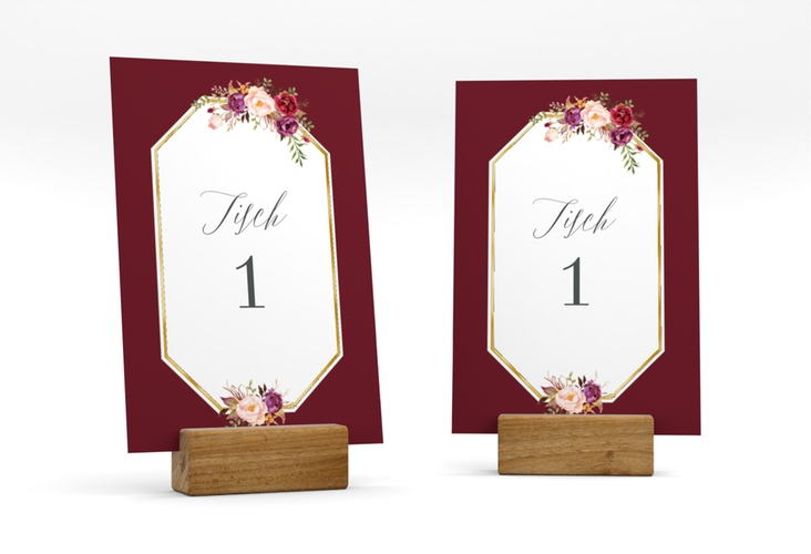Tischnummer Hochzeit Prachtvoll Tischaufsteller rot gold
