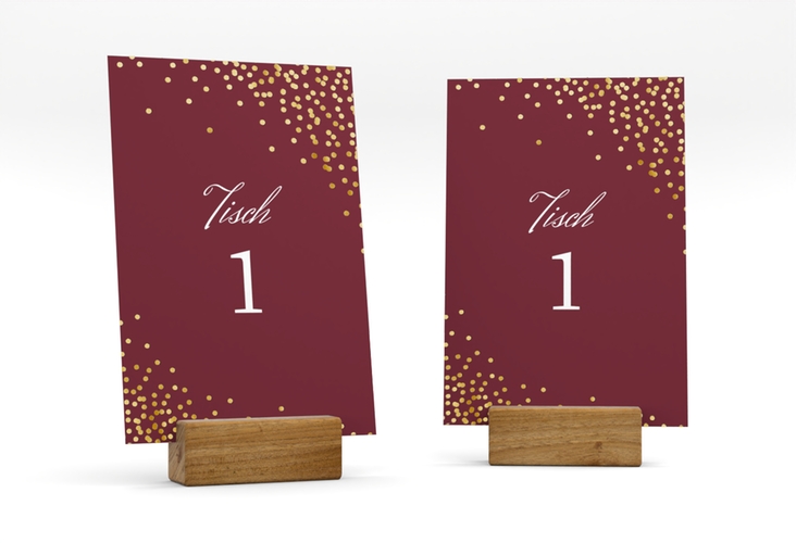 Tischnummer Hochzeit Glitter Tischaufsteller rot gold