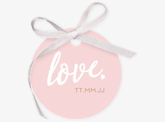 Klick: Details zu Geschenkanhänger Hochzeit "Glam" anzeigen Geschenkanhänger Hochzeit Glam Geschenkanhänger, rund rosa