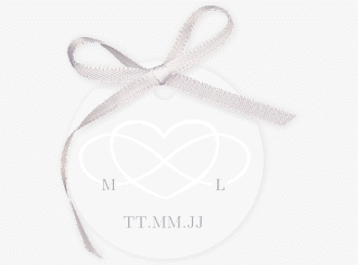 Klick: Details zu Geschenkanhänger Hochzeit "Infinity" anzeigen Geschenkanhänger Hochzeit Infinity Geschenkanhänger, rund grau