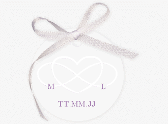 Klick: Details zu Geschenkanhänger Hochzeit "Infinity" anzeigen Geschenkanhänger Hochzeit Infinity Geschenkanhänger, rund lila