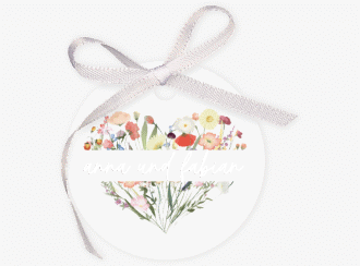 Geschenkanhänger Hochzeit Wildblumenherz Geschenkanhänger, rund bunt