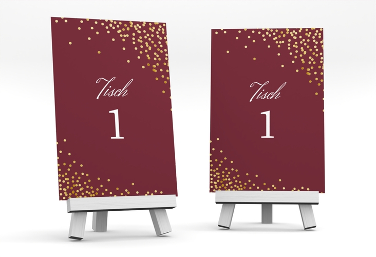 Tischnummer Hochzeit Glitter Tischaufsteller rot gold