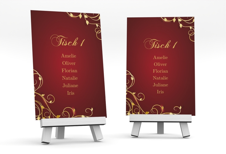 Tischaufsteller Hochzeit Eternity Tischaufsteller rot gold