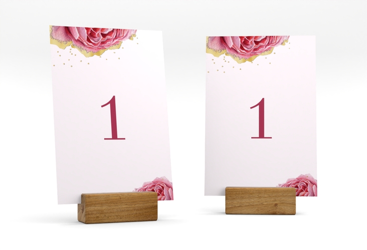 Tischnummer Hochzeit Cherie Tischaufsteller rosa gold