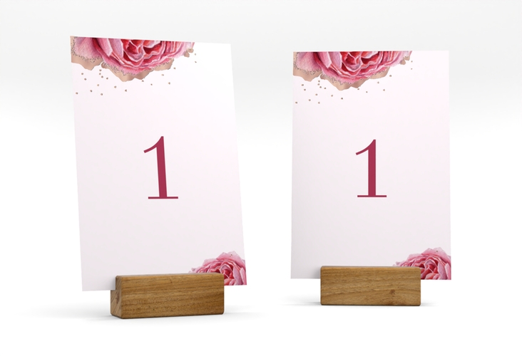 Tischnummer Hochzeit Cherie Tischaufsteller rosa rosegold