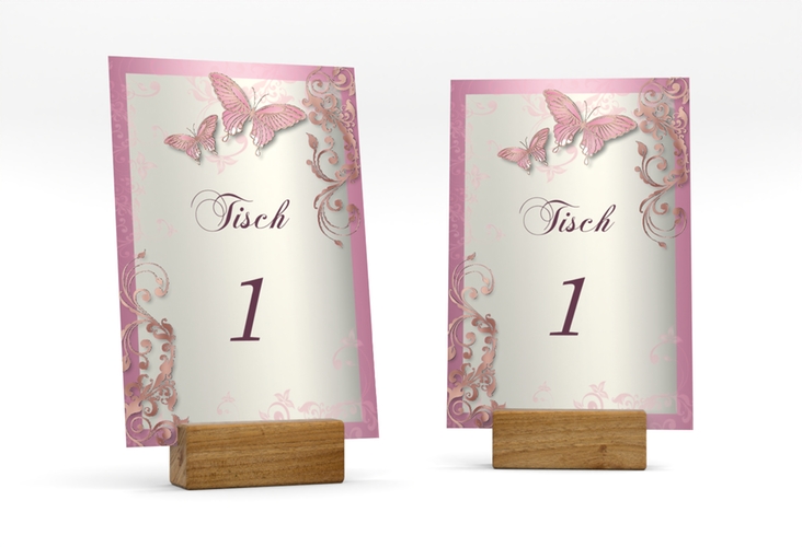 Tischnummer Hochzeit Toulouse Tischaufsteller rosa rosegold