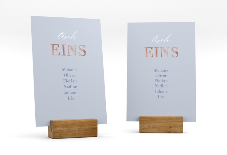 Tischaufsteller Hochzeit Moment Tischaufsteller blau rosegold