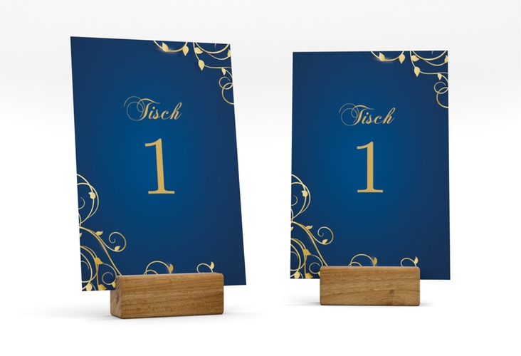Tischnummer Hochzeit Eternity Tischaufsteller blau gold