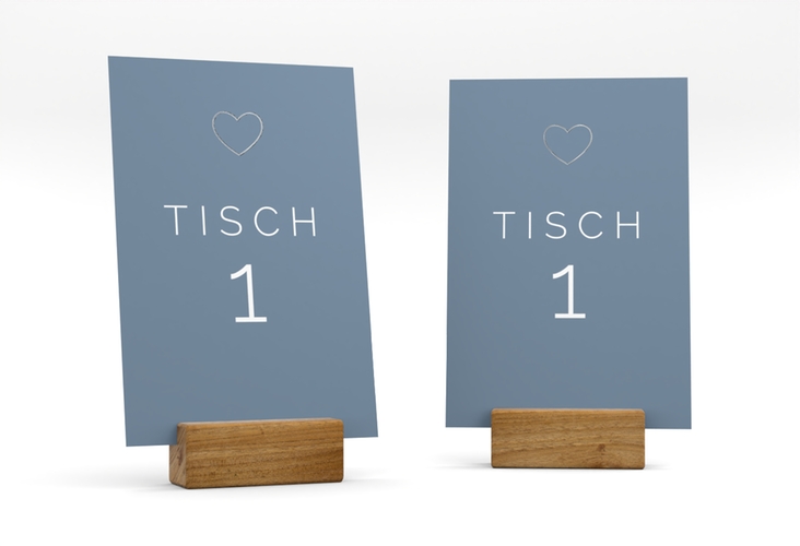 Tischnummer Hochzeit Lebenstraum Tischaufsteller blau silber