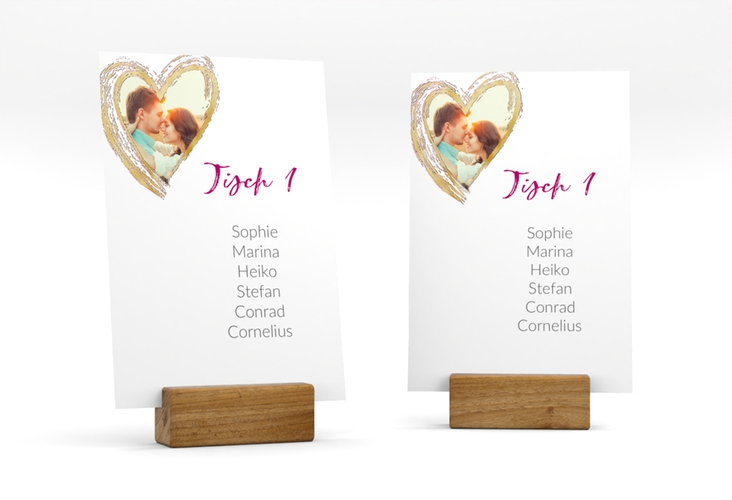 Tischaufsteller Hochzeit Liebe Tischaufsteller pink gold