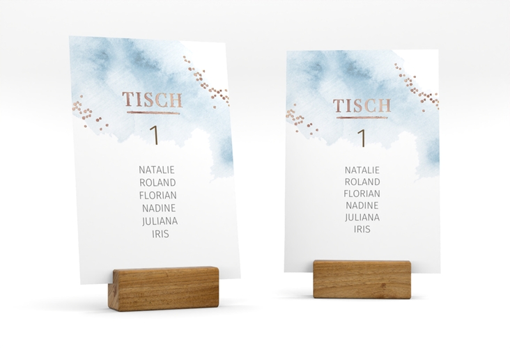 Tischaufsteller Hochzeit Pastell Tischaufsteller blau rosegold
