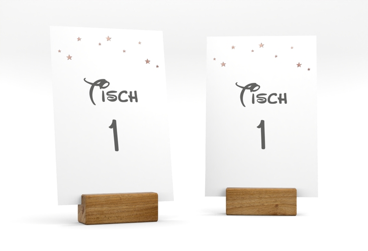 Tischnummer Hochzeit Castle Tischaufsteller grau rosegold