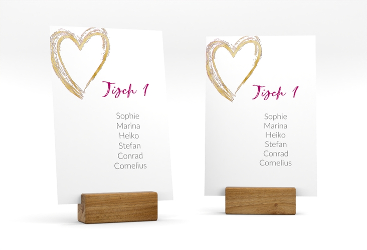 Tischaufsteller Hochzeit Liebe Tischaufsteller pink gold